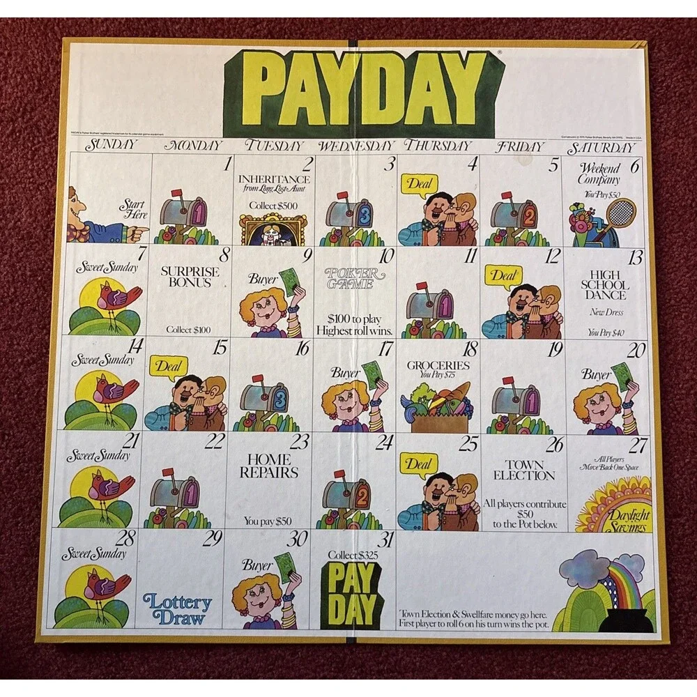 Vintage Payday Board Game Parker Brothers 1970s Complete Classic Family Strategy